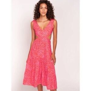 Peixoto Mariah Midi Cutout Dress in Feisty Tiger Print